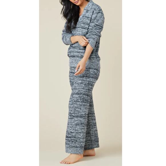 Softies Women's Heather Black Marshmallow Johnny Collar Lounge Set Size L - Picture 13 of 13